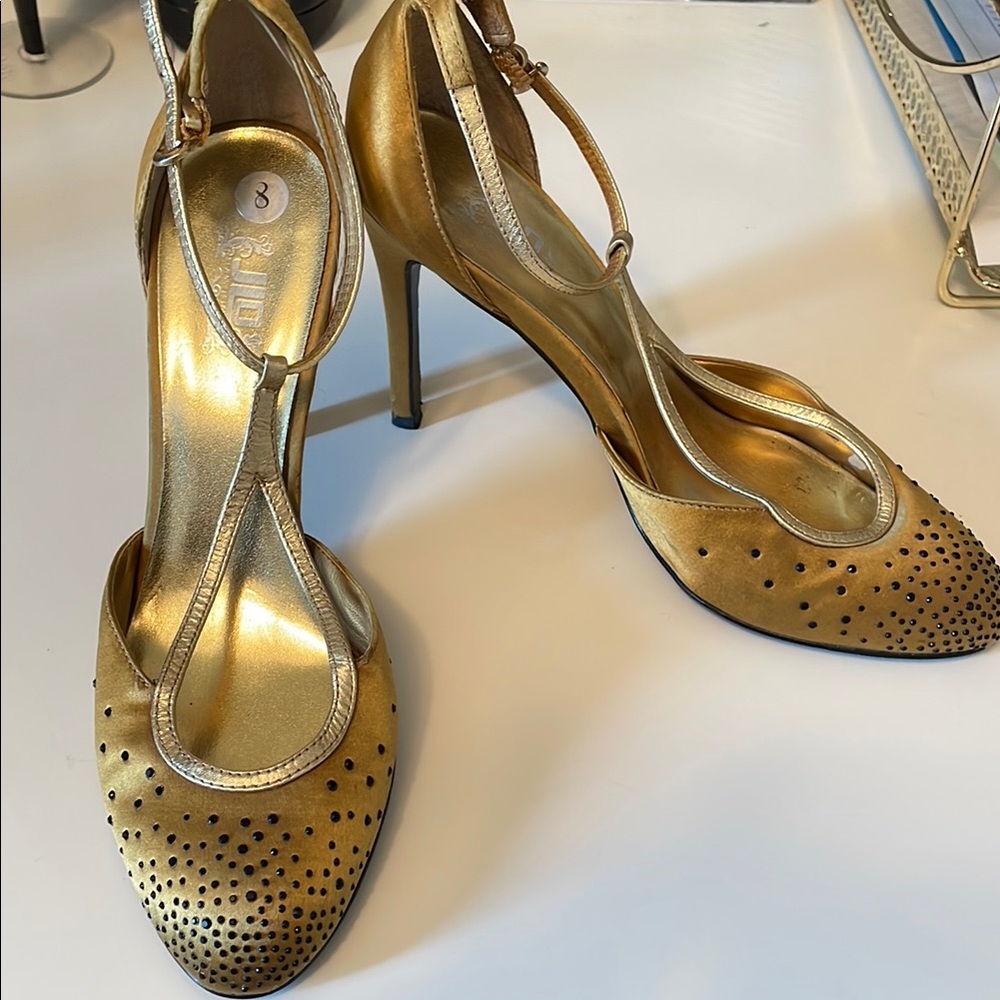 Jennifer Lopez Gold Rhinestone Stiletto Heels